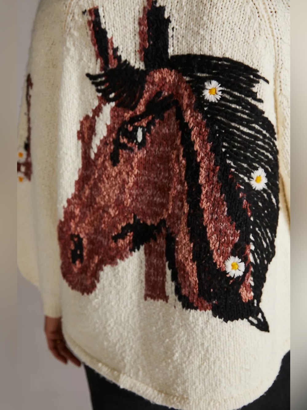 Pilcro by Anthropologie Western Horse Graphic Knit Cardigan Sweater Size MP - Picture 5 of 12